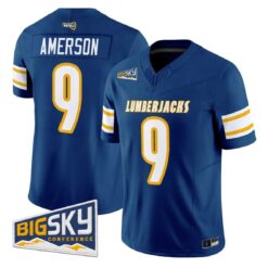 Archie Amerson Jersey #9 Northern Arizona Lumberjacks 2026 Vapor Stitched by My Store NCAA Football Jerseys