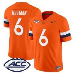 Brandyn Hillman Jersey #6 Virginia Cavaliers 2026 Vapor Limited Stitched by My Store NCAA Football Jerseys