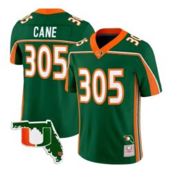 Cane Jersey #305 Miami Hurricanes Throwback 2026 Florida Patch Stitched by My Store NCAA Football Jerseys