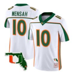 Darian Mensah Jersey #10 Miami Hurricanes Throwback Florida Patch Stitched by My Store NCAA Football Jerseys