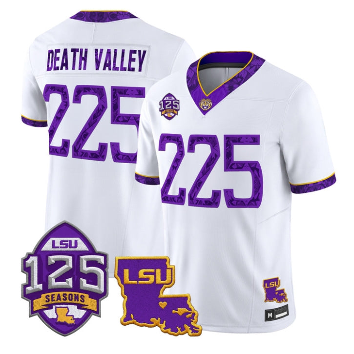 Death Valley Jersey #225 LSU Tigers Silent Season of 1918 Louisiana Patch Stitched by My Store NCAA Football Jerseys