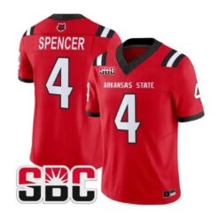 Devin Spencer Jersey #4 Arkansas State Red Wolves 2026 Stitched by My Store NCAA Football Jerseys