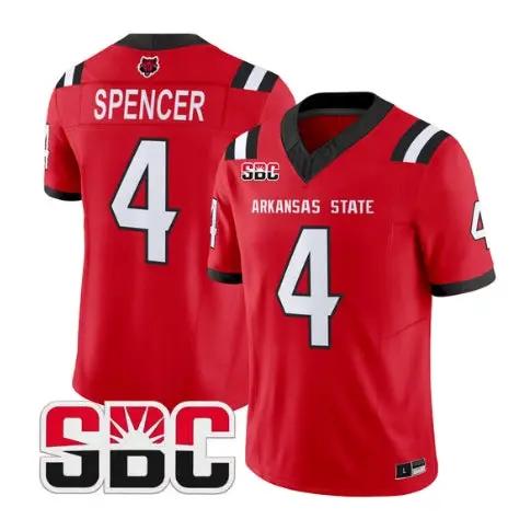 Devin Spencer Jersey #4 Arkansas State Red Wolves 2026 Stitched by My Store NCAA Football Jerseys