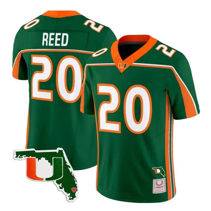Ed Reed Jersey #20 Miami Hurricanes Throwback 2026 Florida Patch Stitched by My Store NCAA Football Jerseys