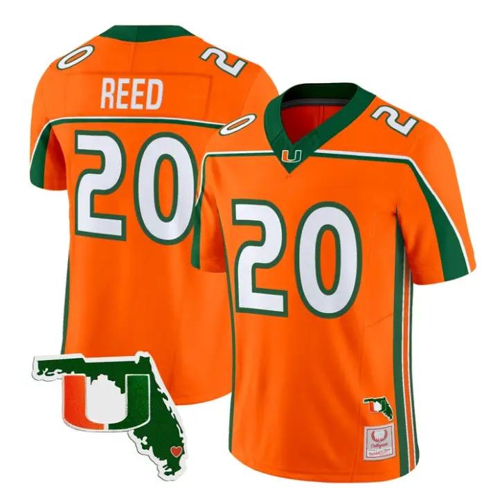 Ed Reed Jersey #20 Miami Hurricanes Throwback 2026 Florida Patch Stitched by My Store NCAA Football Jerseys