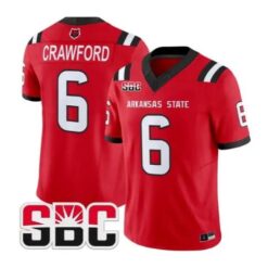 Ethan Crawford Jersey #6 Arkansas State Red Wolves 2026 Stitched by My Store NCAA Football Jerseys