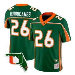 Hurricanes Jersey #26 Miami Hurricanes Throwback Florida Patch Stitched by My Store NCAA Football Jerseys