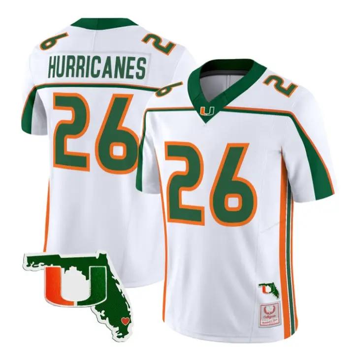 Hurricanes Jersey #26 Miami Hurricanes Throwback Florida Patch Stitched by My Store NCAA Football Jerseys