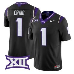 Jaden Craig Jersey #1 TCU Horned Frogs 2026 Vapor Limited Football Stitched by My Store NCAA Football Jerseys