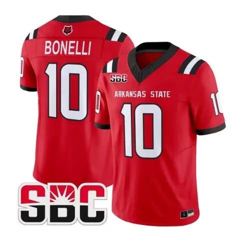 Jaylen Bonelli Jersey #10 Arkansas State Red Wolves 2026 Stitched by My Store NCAA Football Jerseys