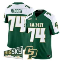 John Madden Jersey #74 Cal Poly Mustangs 2026 Vapor Stitched by My Store NCAA Football Jerseys