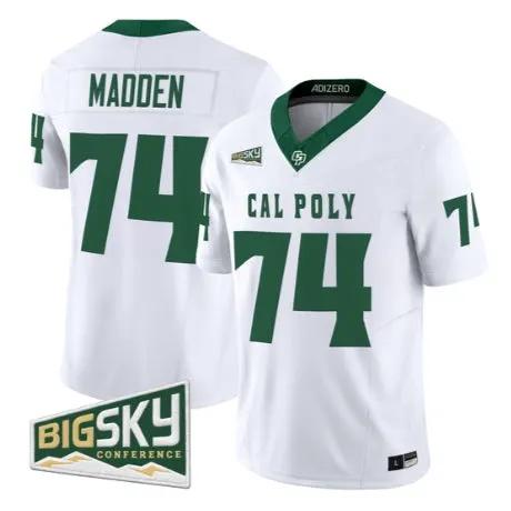 John Madden Jersey #74 Cal Poly Mustangs 2026 Vapor Stitched by My Store NCAA Football Jerseys