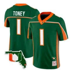 Malachi Toney Jersey #1 Miami Hurricanes Throwback Florida Patch Stitched by My Store NCAA Football Jerseys