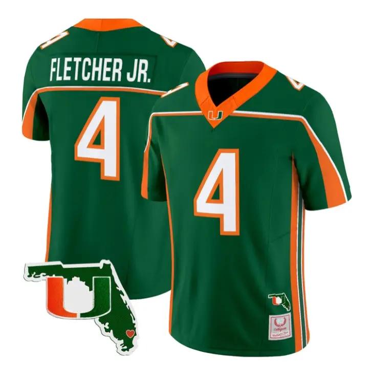 Mark Fletcher Jr Jersey #4 Miami Hurricanes 2026 Florida Patch Stitched by My Store NCAA Football Jerseys