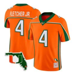 Mark Fletcher Jr Jersey #4 Miami Hurricanes 2026 Florida Patch Stitched by My Store NCAA Football Jerseys