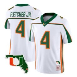 Mark Fletcher Jr Jersey #4 Miami Hurricanes 2026 Florida Patch Stitched by My Store NCAA Football Jerseys