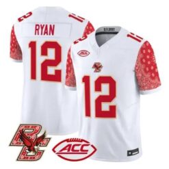 Matt Ryan Jersey #12 Boston College Eagles Red Bandanna 2026 Stitched by My Store NCAA Football Jerseys