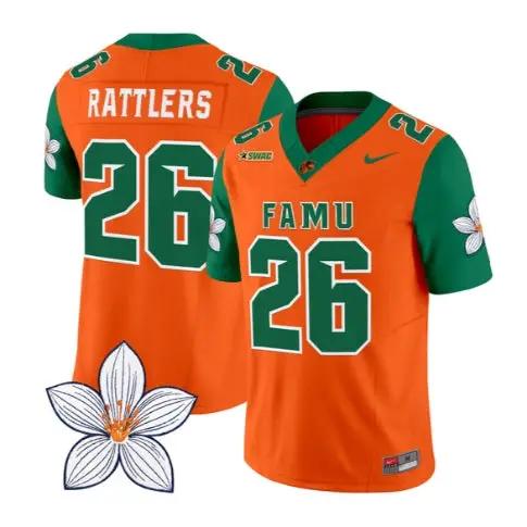 Rattlers Jersey #26 Florida A&M Rattlers Orange Blossom Classic Stitched by My Store NCAA Football Jerseys