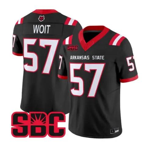 Richie Woit Jersey #57 Arkansas State Red Wolves 2026 Stitched by My Store NCAA Football Jerseys