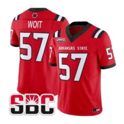 Richie Woit Jersey #57 Arkansas State Red Wolves 2026 Stitched by My Store NCAA Football Jerseys