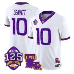 Sam Leavitt Jersey #10 LSU Tigers Silent Season of 1918 Louisiana Patch Stitched by My Store NCAA Football Jerseys