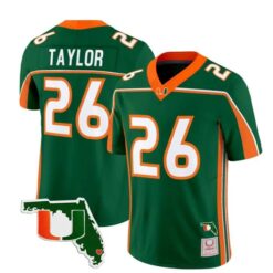 Sean Taylor Jersey #26 Miami Hurricanes Throwback Florida Patch Stitched by My Store NCAA Football Jerseys