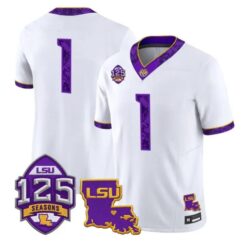 Team Jersey #1 LSU Tigers 2026 Silent Season of 1918 Louisiana Patch Stitched by My Store NCAA Football Jerseys