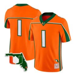 Team Jersey #1 Miami Hurricanes Throwback 2026 Florida Patch Stitched by My Store NCAA Football Jerseys