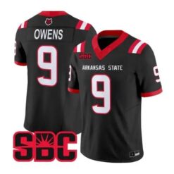 Trey Owens Jersey #9 Arkansas State Red Wolves 2026 All Stitched by My Store NCAA Football Jerseys