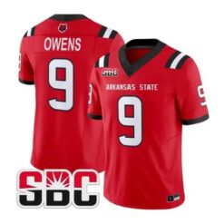 Trey Owens Jersey #9 Arkansas State Red Wolves 2026 All Stitched by My Store NCAA Football Jerseys