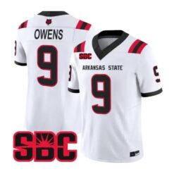Trey Owens Jersey #9 Arkansas State Red Wolves 2026 All Stitched by My Store NCAA Football Jerseys