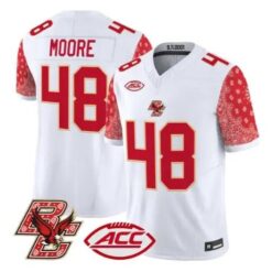 Zeke Moore Jersey #48 Boston College Eagles Red Bandanna 2026 Stitched by My Store NCAA Football Jerseys